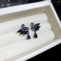 Swan and Teardrop Stud Earrings in Four Monochrome Styles view 9