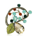 Antique Tone Peacock Brooch With Decorative Crystal And Enamel Details view 5