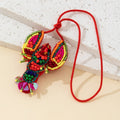 Beaded Lobster Charm Pendant with Red Cord and Sequin Tail view 3