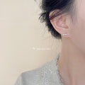 Silver Tone Clear Stone Straight Bar Stud Earrings For Women view 2