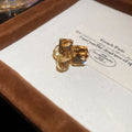 Gold Tone Square Clip On Earrings With Amber Crystals view 6