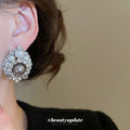 Silver Crystal Pearl Teardrop Stud Earrings Decorative Jewelry Design view 3