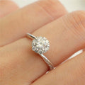White Gold Round Halo Clear Stone Twist Band Ring Sizes 6-10 view 2