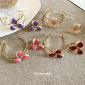Gold Enamel Flower Open Cuff Bracelet And Ring Sets view 3