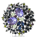 Antique Gold Multicolor Crystal Cluster Brooch Pin view 2