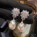 Pearl-Like Teardrop Cluster Drop Earrings In Two Metal Tones view 2