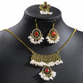 Bohemian Rhinestone Pearl Necklace Earring Ring Sets Six Styles view 9