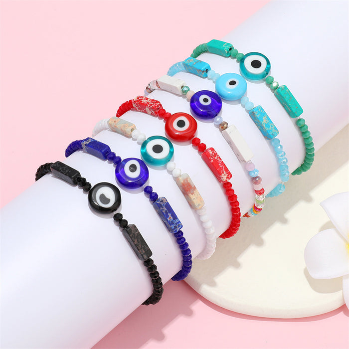 Faceted Bead Evil Eye Stretch Bracelets in Red and Random Colors