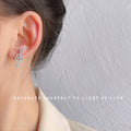 Silver Tone Clear Stone Treble Clef Music Note Asymmetric Stud Earrings view 2