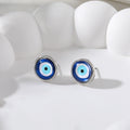 Blue Evil Eye Round Stud Earrings Gold Silver 6 Rim Styles view 2