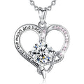 Silver Tone Double Heart Pendant Necklace With Clear Stones view 1