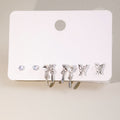 Silver Butterfly Teardrop Five Pair Stud Earring Set view 4