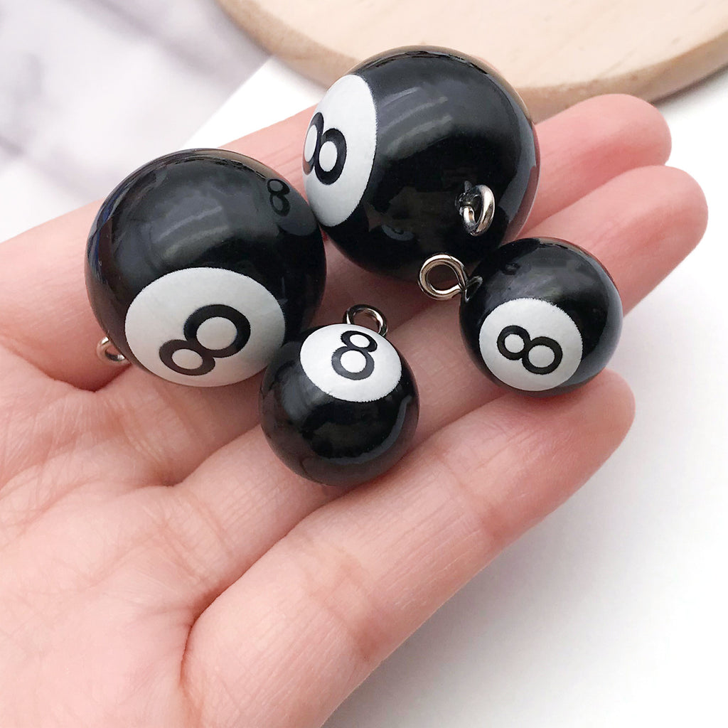 Acrylic Black 8 Billiard Ball Charm Pendant for DIY Keychain Bag and Clothing Decor