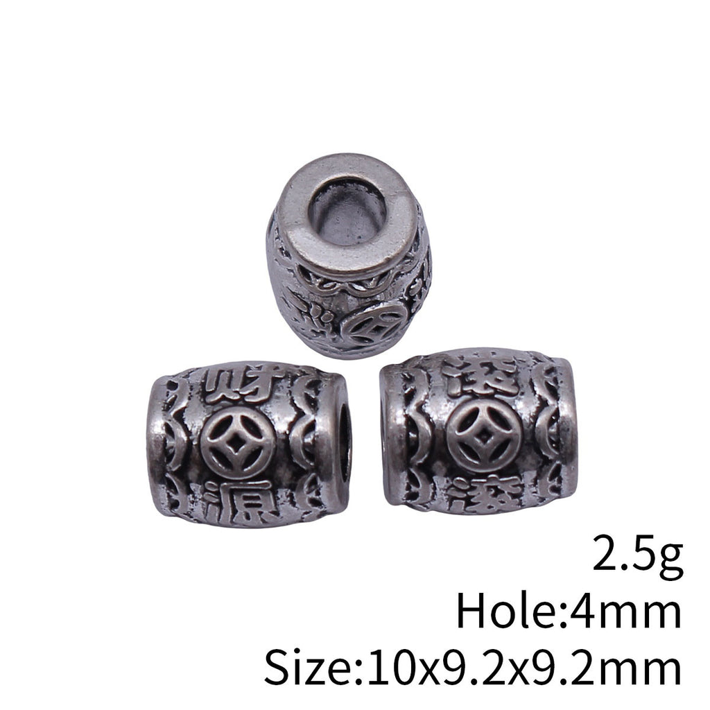 10x9.2x9.2mm 2.5g Antique Silver Zinc Alloy Chinese Drum Large Hole Beads for Bracelet DIY Jewelry Making