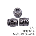 Antique Silver Chinese Coin Motif Large Hole Barrel Bead view 3