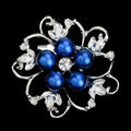 Black Silver Tone Pearl Floral Vine Crystal Pearl Look Six Designs Metal Brooch Pin view 10