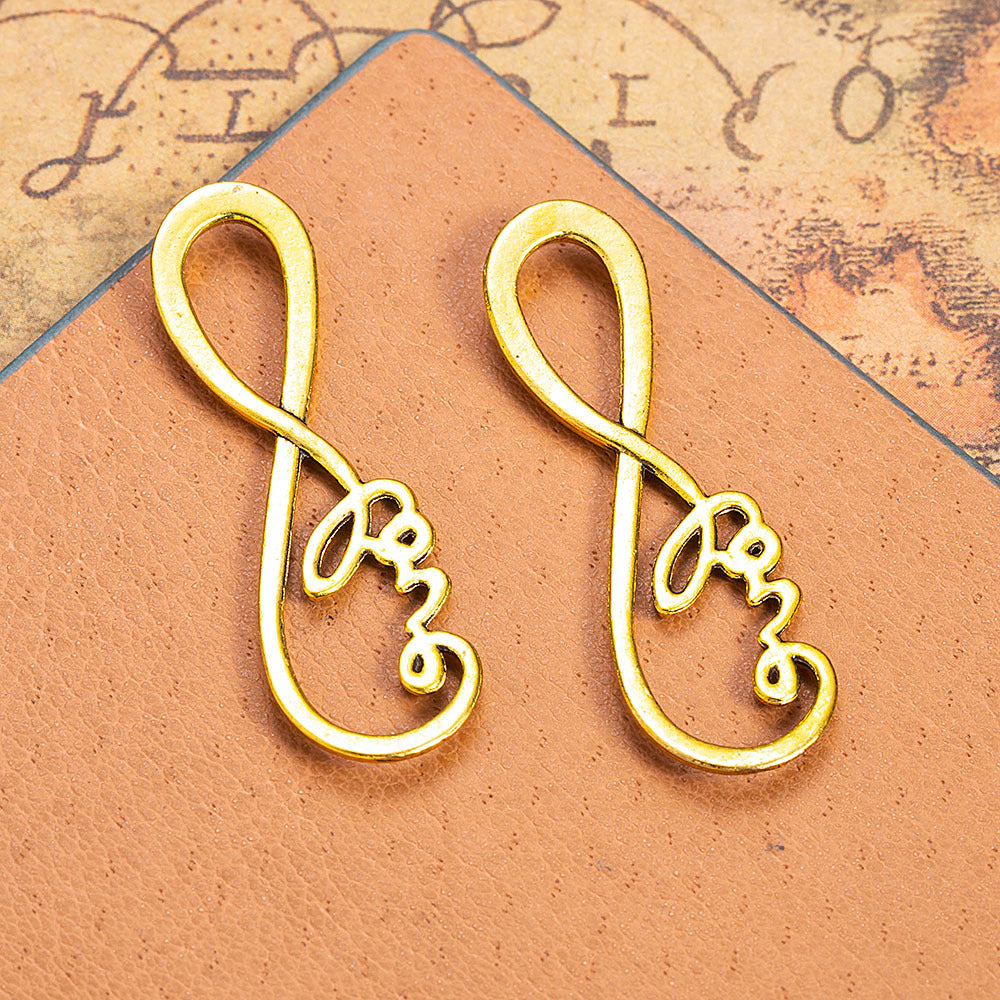 Curved Figure-8 LOVE Alloy Bracelet Connector Charm 38x14mm