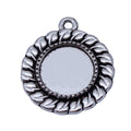 Twisted-Rope Round 12 mm Pendant Setting in Silver Tone view 4