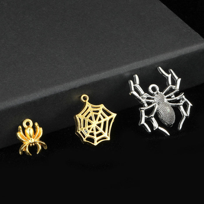 Alloy Spider and Spider Web Charm Pendants Two Sizes Three Finishes