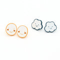 Smiling Cloud and Round Face Novelty Stud Earrings in Two Designs view 1