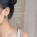 Gold Tone Green Beaded Small Hoop Stud Earrings For Women view 2