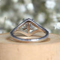 Silver Tone Round Halo Ring With Split Clear Stone Band view 4
