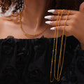 Gold Snake Chain And Ball Bead Necklaces Stackable Thin Metal view 3