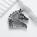 Silver Tone Horse Head Crystal Metal Brooch Pin for Jackets and Lapels view 3