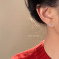 Silver Tone Clear Stone Snowflake Stud Earrings For Women view 2