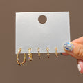 Gold Silver Enamel Stripe Gem Multi Pair Hoop Earring Sets view 2