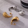 Hammered Dimple Teardrop Stud Earrings Gold Silver view 4