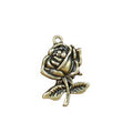 Stemmed Rose Metal Charm in Three Vintage Finishes view 5