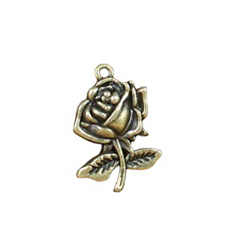 25x17mm Alloy Rose Double Bail Charm Pendant