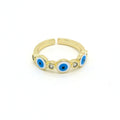 Gold Tone Triple Evil Eye Adjustable Open Rings in Six Colors view 4