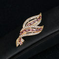 Blue Silver Tone Leaf Crystal Two Designs Metal Brooch Pin 2.2 x 5 cm view 5