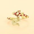 Koi Fish Open Ring and Stud Earrings Silver and Gold Tone view 7