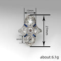 Silver-Tone Brass Elongated Ring, Clear and Blue Cubic Zirconia view 4