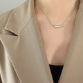 Gold Steel Arc And Irregular Bar Pendant Snake Necklaces view 8