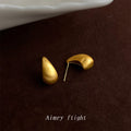 Brushed Silver Teardrop Stud Earrings Matte Water Drop view 4