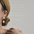 White Pearl Halo Drop Earrings Teardrop Dangle Gold Tone view 2