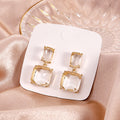 Double Rectangle Clear Look Statement Drop Earrings view 4