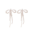 Pearl Bow Tassel Stud Earrings Graduated Bow Necklace 2 Styles view 5