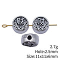 Cai Character Round Beads in Silver and Gold Tone for Jewelry Making view 3