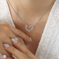 Steel Open Heart Slide Pendant Snake Chain Necklace view 4