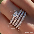 White Gold Pear Multi Band Wrap Crystal Ring Sizes 6-10 view 3
