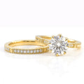 Round Clear Solitaire Pave Two-Ring Set In Gold Tone view 5
