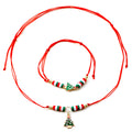 Christmas Red Cord Necklace Bracelet Sets Tree Santa Bell view 5
