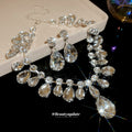 Rhinestone Teardrop Necklace Earring Sets Silver Tone view 2