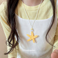 Textured Starfish Pendant Cord Necklaces in Four Colors view 3