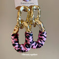 Fabric Wrapped Chain Drop Earrings in Three Colors view 3